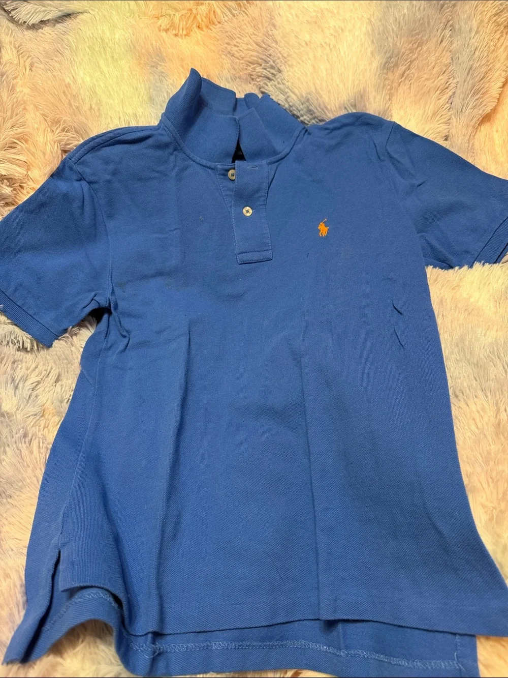 Ralph Lauren Blue Polo with Orange Pony Logo